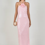 Rose Haltered Sequined Maxi Dress