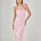 Rose Haltered Sequined Maxi Dress