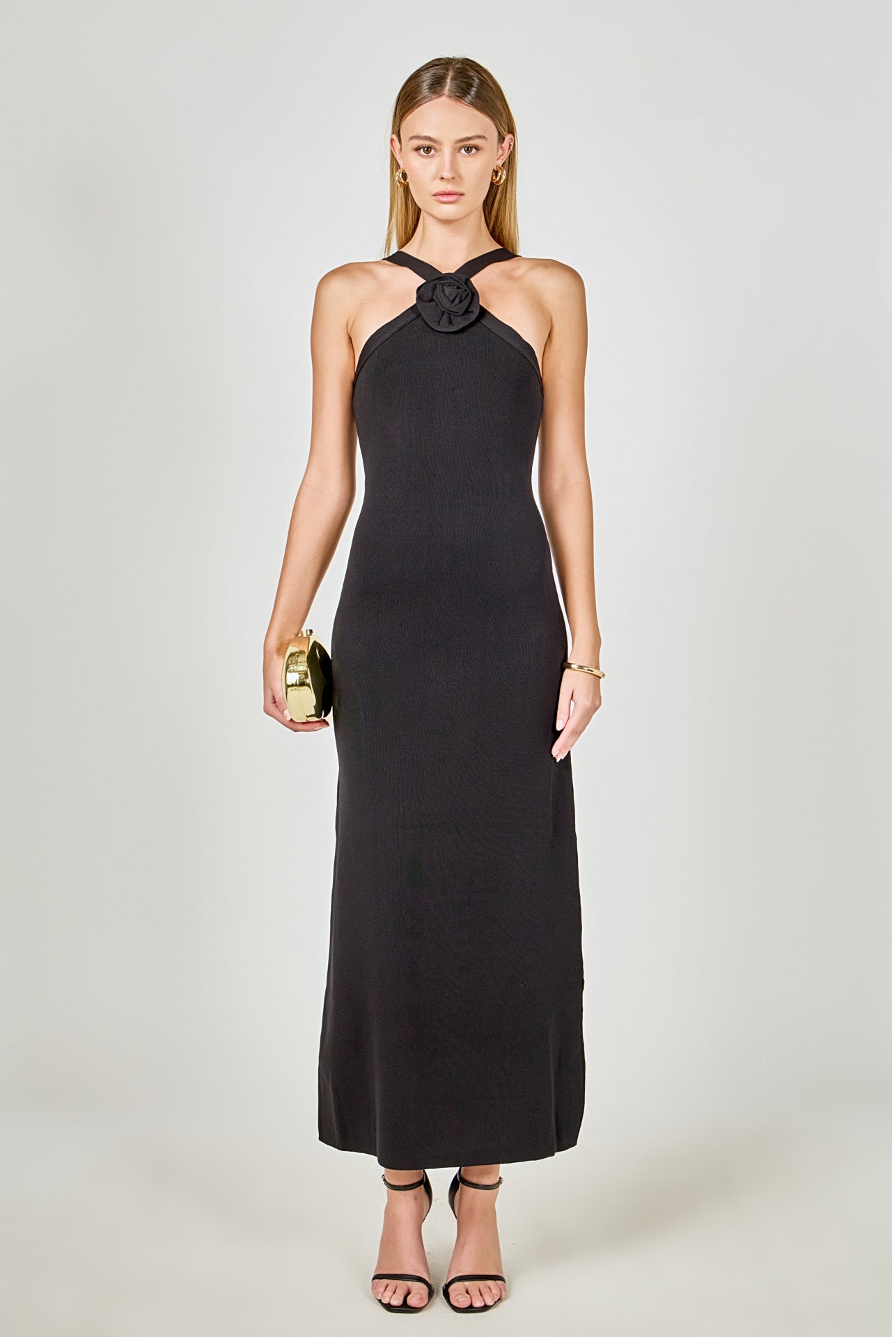 Rosette Knit Midi Dress