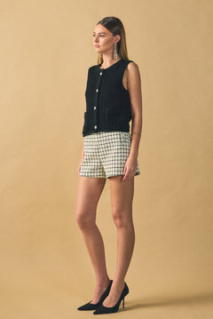 Boucle Tweed Check Shorts