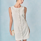 Linen Buttoned Mini Dress