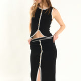 Knit Contrast Maxi Skirt