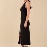 Knit Contrast Midi Dress