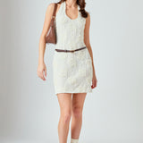 Mesh Embroidered Halter Mini Dress