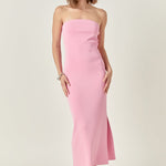 pink knit dress midi Cayla Button-Up Ribbed Knit Dress Pink