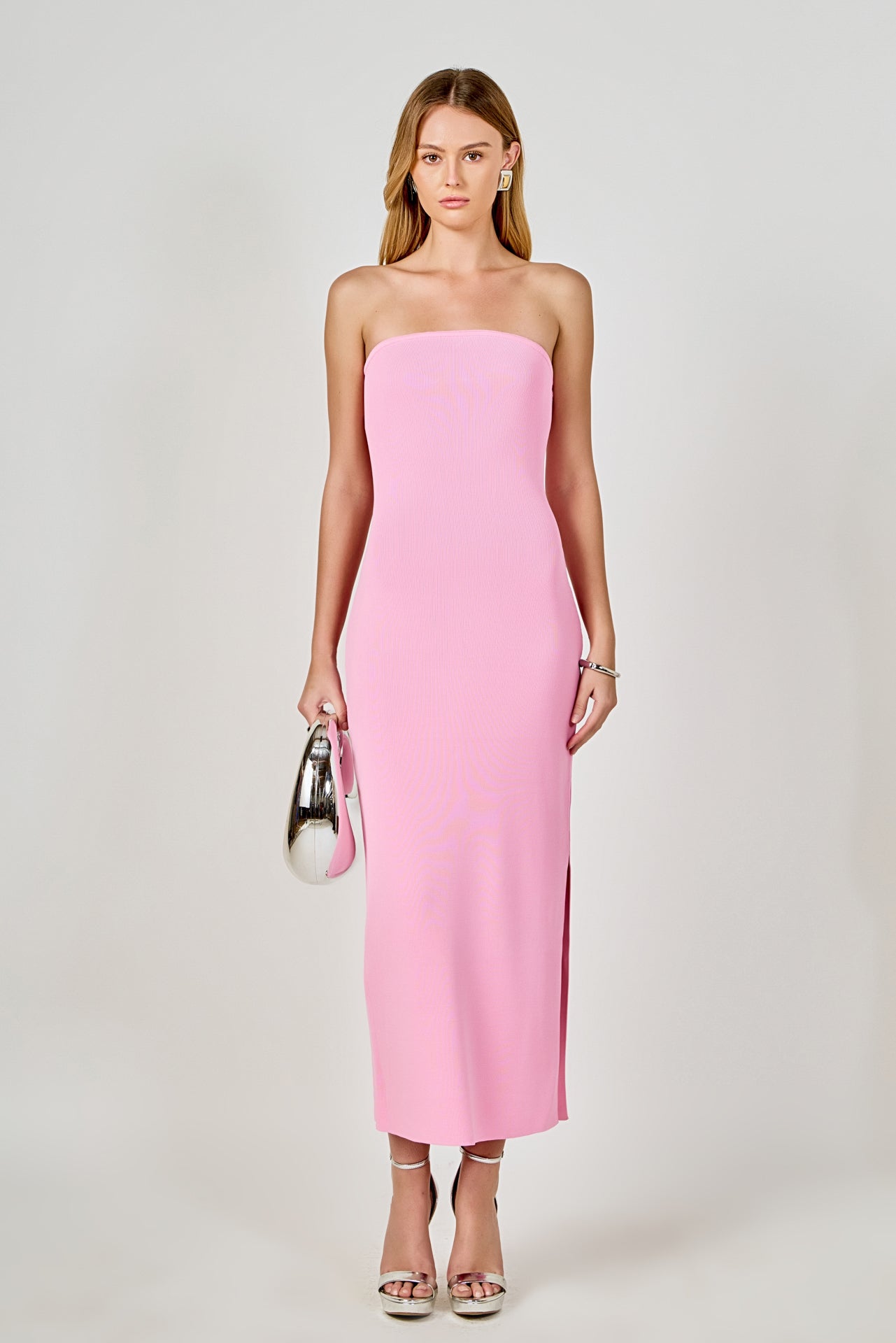 Endless Rose - Knit Tube Midi Dress PINK / M
