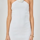 Camille Rosette Halter Knit Mini Dress
