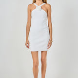 Camille Rosette Halter Knit Mini Dress