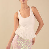 Desi Scoop Neck Bubble Peplum Top