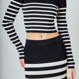 Striped Knit Off Shoulder Sweater