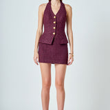 Tweed Fringed Mini Skirt