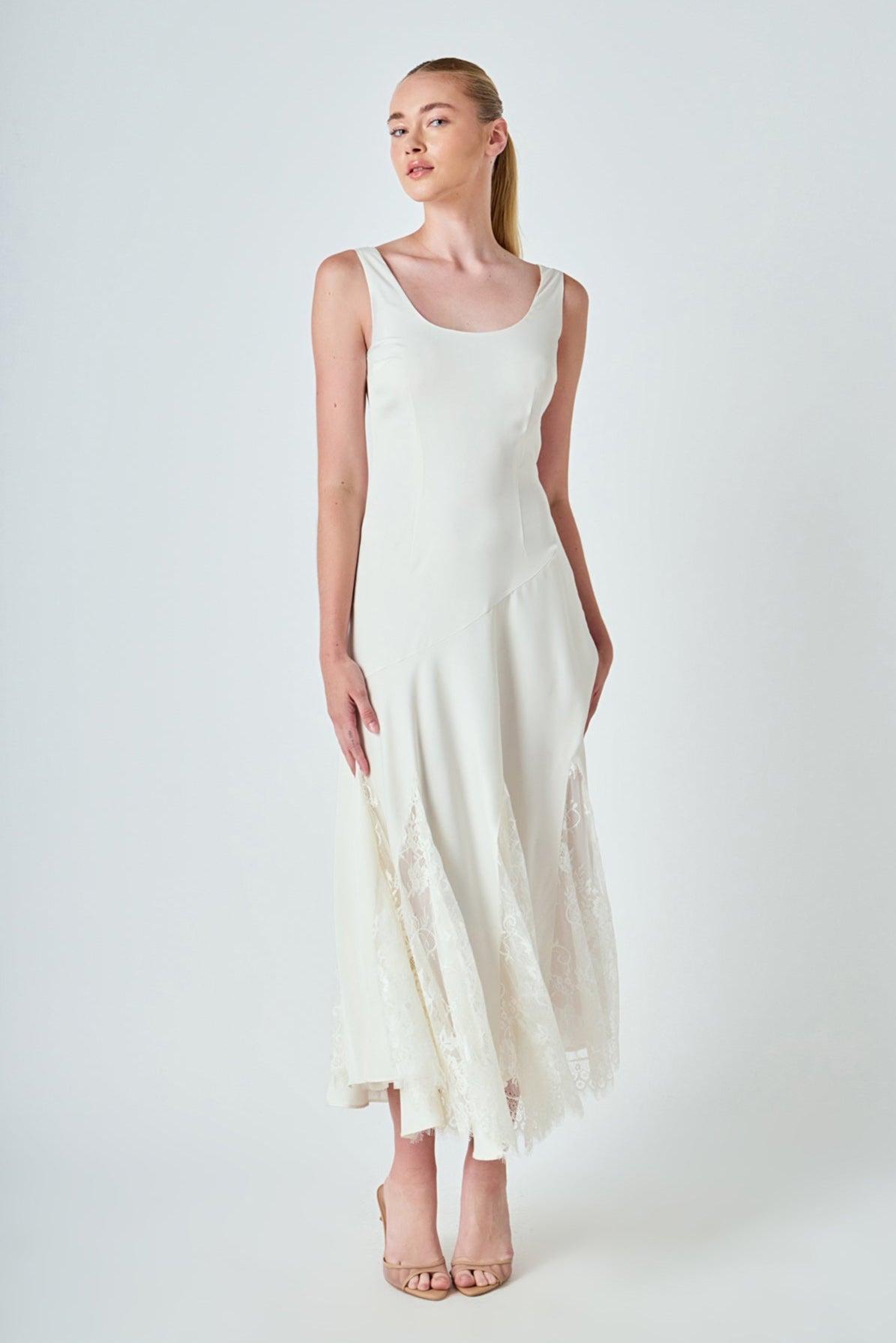 Endless Rose - Lace Satin Maxi Dress IVORY / L Endless Rose - Lace Satin Maxi Dress IVORY / L