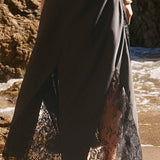 Satin Lace Maxi Skirt