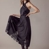 Satin Lace Maxi Skirt