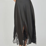 Satin Lace Maxi Skirt
