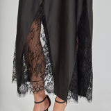 Satin Lace Maxi Skirt