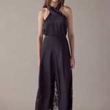 Satin Lace Maxi Skirt