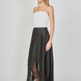 Satin Lace Maxi Skirt
