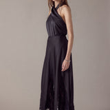 Satin Lace Maxi Skirt