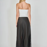Satin Lace Maxi Skirt