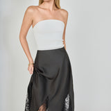 Satin Lace Maxi Skirt
