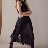 Satin Lace Maxi Skirt