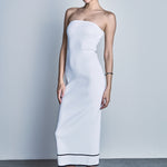 Endless Rose - Strapless Knit Midi Dress WHITE/BLACK / M Endless Rose - Strapless Knit Midi Dress WHITE/BLACK / M