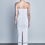 Endless Rose - Strapless Knit Midi Dress WHITE/BLACK / M Endless Rose - Strapless Knit Midi Dress WHITE/BLACK / M