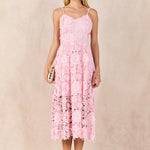pink lace midi dress 3D Applique Midi Dress – Endless Rose
