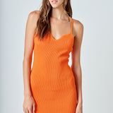Sweetheart Scooped Knit Mini Dress