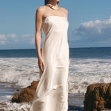Strapless Satin Maxi Dress