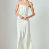 Strapless Satin Maxi Dress