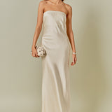 Strapless Satin Maxi Dress
