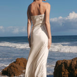 Strapless Satin Maxi Dress