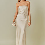 Strapless Satin Maxi Dress