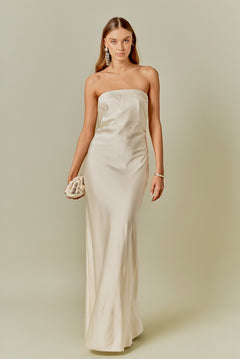 Strapless Satin Maxi Dress