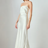Strapless Satin Maxi Dress
