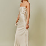 Strapless Satin Maxi Dress