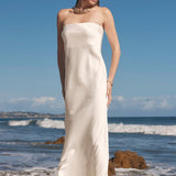 Strapless Satin Maxi Dress