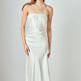 Strapless Satin Maxi Dress