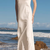 Strapless Satin Maxi Dress
