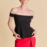Knit Pleated Off Shoulder Top