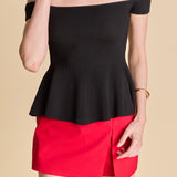 Knit Pleated Off Shoulder Top