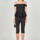 Knit Pleated Off Shoulder Top