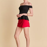 Knit Pleated Off Shoulder Top