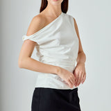 ENDLESS ROSE - Draped One Shoulder Accent Top - TOPS available at Objectrare