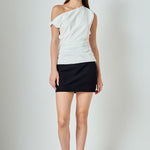 ENDLESS ROSE - Draped One Shoulder Accent Top - TOPS available at Objectrare