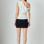 ENDLESS ROSE - Draped One Shoulder Accent Top - TOPS available at Objectrare