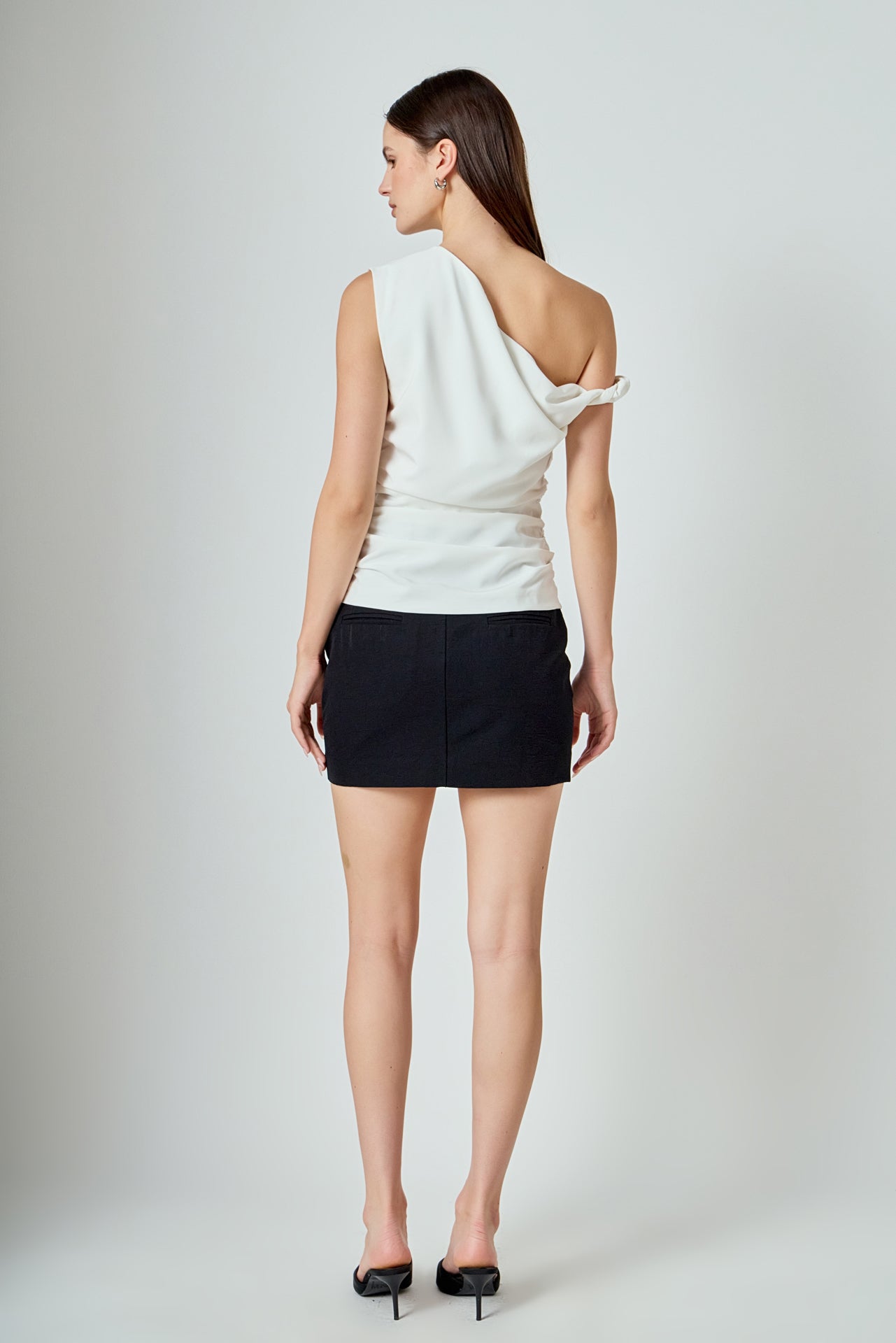 ENDLESS ROSE - Draped One Shoulder Accent Top - TOPS available at Objectrare