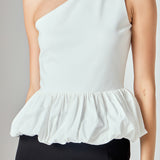 Cotton Blouson Mixed Media Top